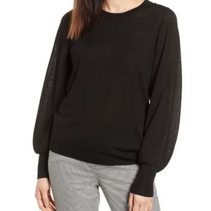 NWT Halogen black puffy sleeve sweater